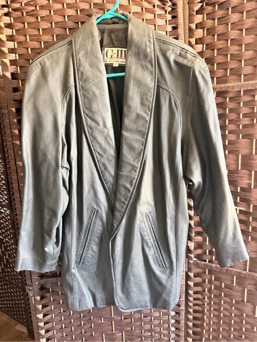 G-III Women's Shawl-Collar Leather Jacket - Gray